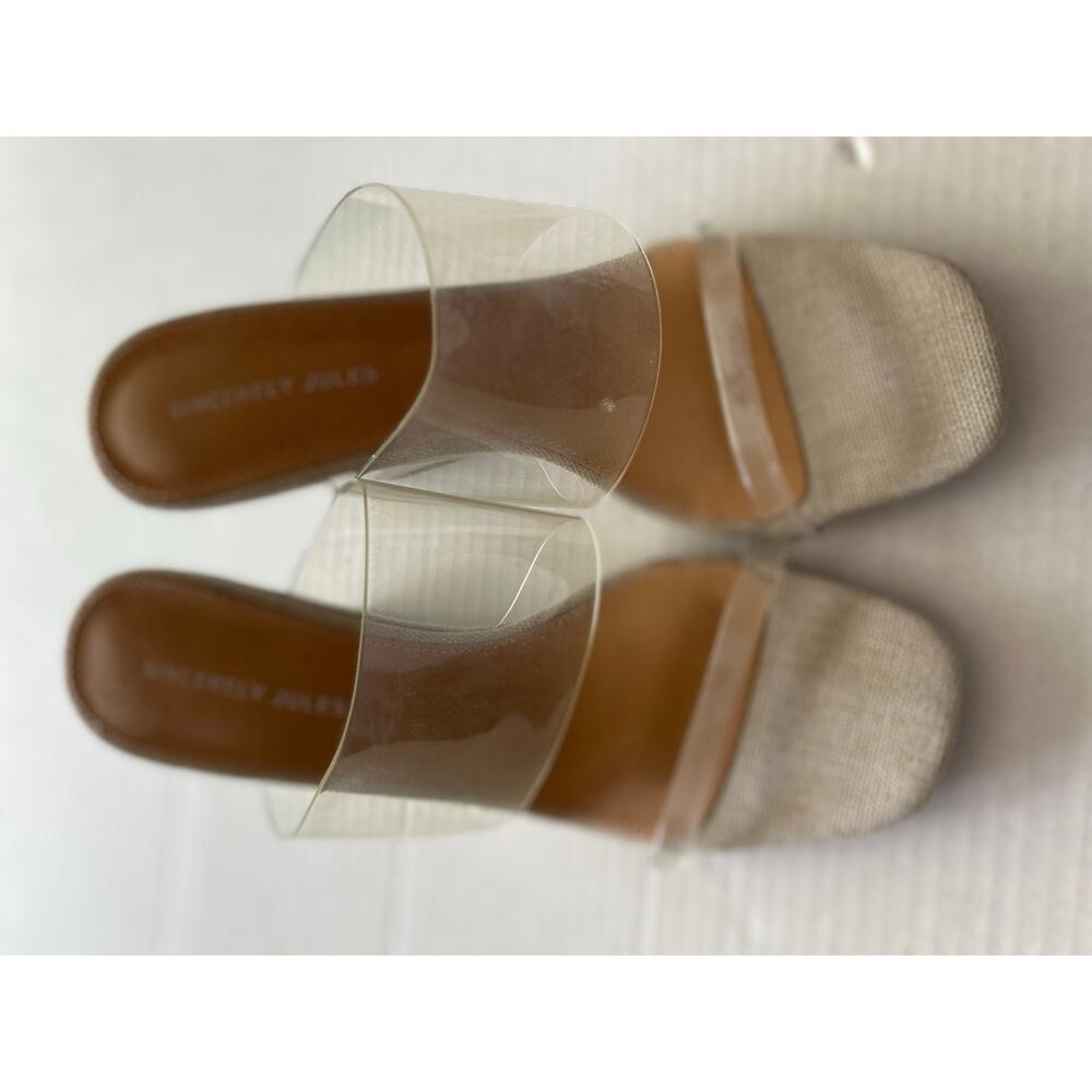 Sincerely Jules Nude Clear Wedges Transparent Vinyl upper Size 9